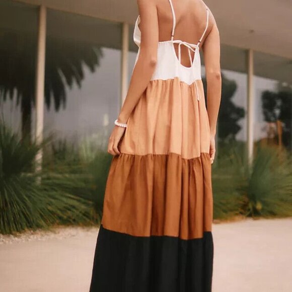Anthropologie Colorblock Maxi Dress Sleeveless Cutout NWD XS - Picture 4 of 7